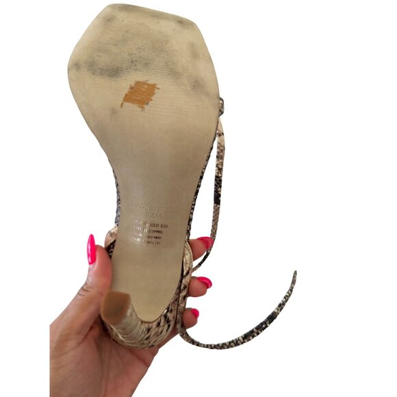 STEVE MADDEN Nude Black Snake Print Lace Up Sandals Heels Size 8.5 - Picture 7 of 9
